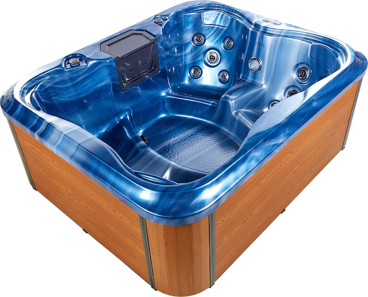 Beliani Whirlpool Outdoor blau mit LED rechteckig 180 x 215 cm ARCELIA