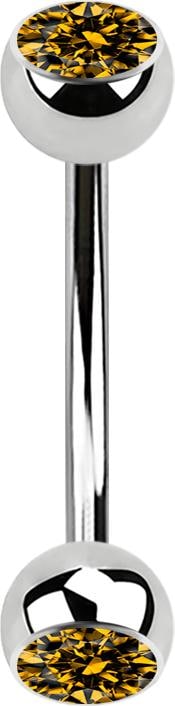 Immagine prodotto Star Piercing Micro banana in argento con due sfere di cristallo topazio (senza ottone, Acciaio chirurgico 316L)