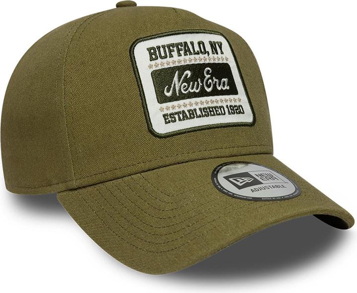 Produktbild New Era A-Frame Trucker Leinen Cap - Brand Patch Oliv (One Size)