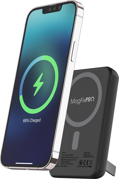 Actual product image Xlayer Magfix Pro Wireless Quick Charger Powerbank with Stand 10,000mAh 20W Black (10000 mAh, 20 W, 37 Wh)