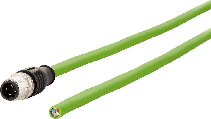 Image du produit Metz Câble de connexion M12, codage D, 0,5 m, AWG 22/7, Cat.5e, connecteur M12 droit - câble libre (F/FTP, CAT5e, 0.50 m)