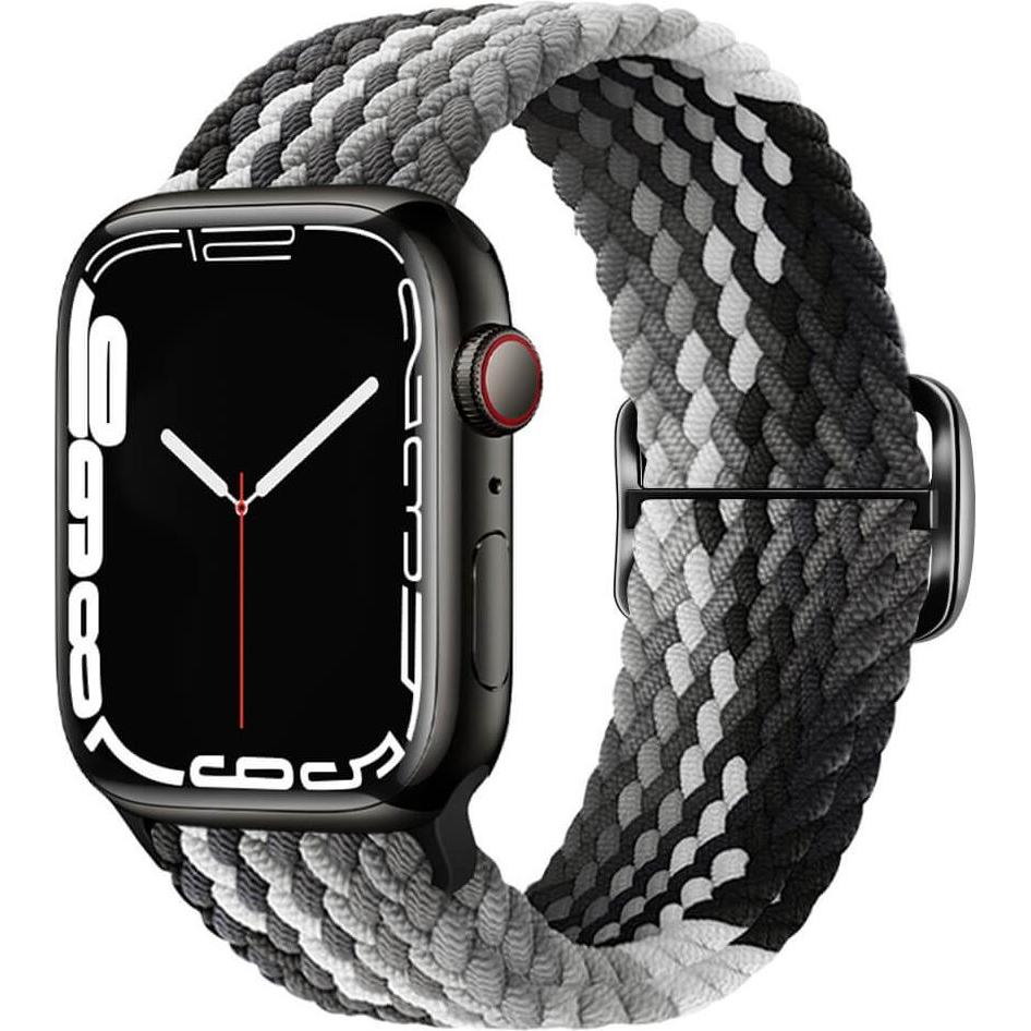 Cover-Discount Apple Watch 44/45/46/49mm - Nylon Stoff Ersatzarmband geflochten (Nylon), Uhrenarmband, Schwarz