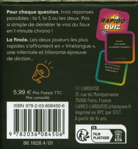 Immagine prodotto Larousse pratique Rapido quiz (Francese)