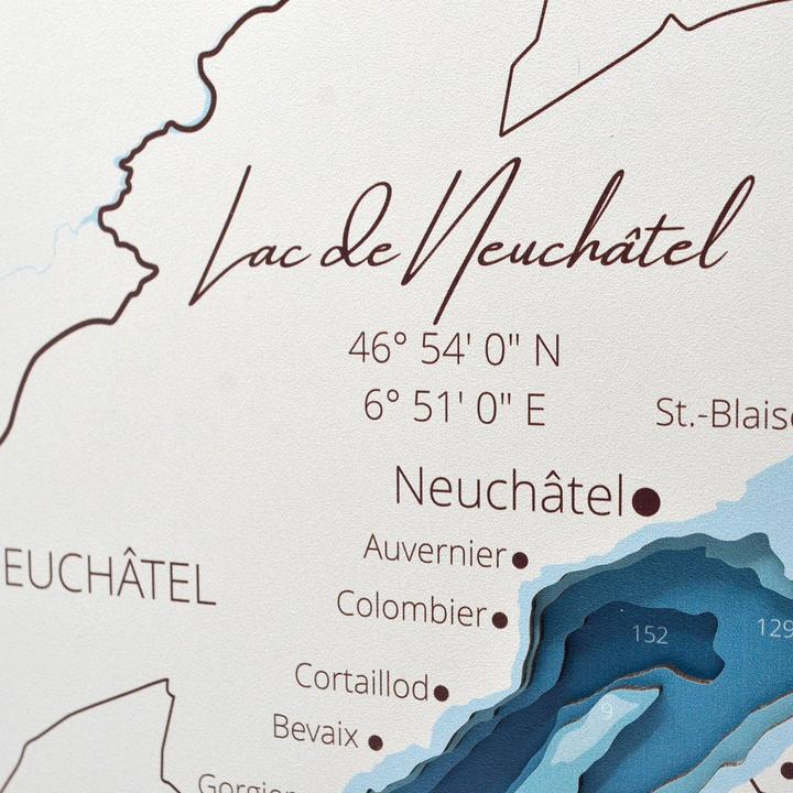 Image du produit Enjoy The Wood Lac de Neuchâtel - Carte marine en bois