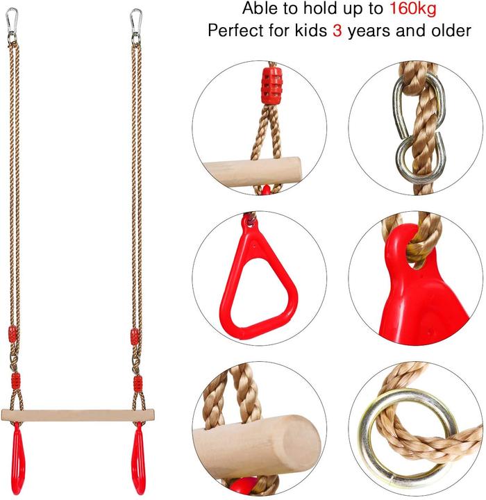 Produktbild Pellor Multifunktions Kinderholz Trapeze Schaukel Rot