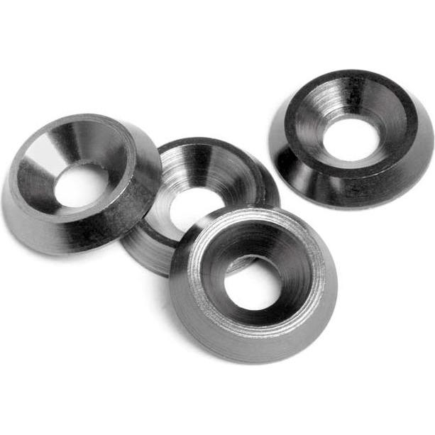 HPI, Muttern + Unterlegscheiben, E10 CONE WASHER 3x9x2mm (Gunmetal/4pcs)
