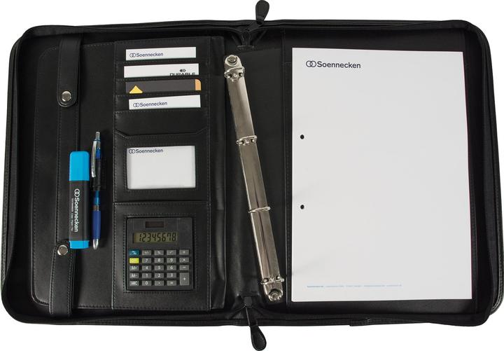 Produktbild Soennecken Schreibmappe ESSEN Masse: 37 x 30 x 4,5 cm (B x H x T) Werkstoff: Lederimitat Farbe: schwarz (A4, 1 x)