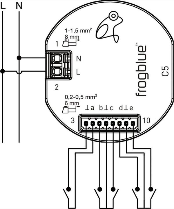 Actual product image Frogblue 5-channel extra-low voltage input, frog Contact 5