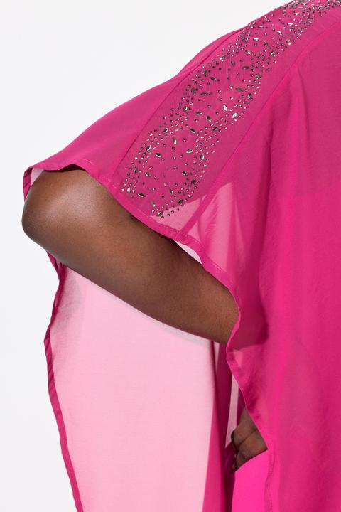 Produktbild Ulla Popken Chiffonkleid, doppellagig, V-Ausschnitt, 3/4-Arm (60)