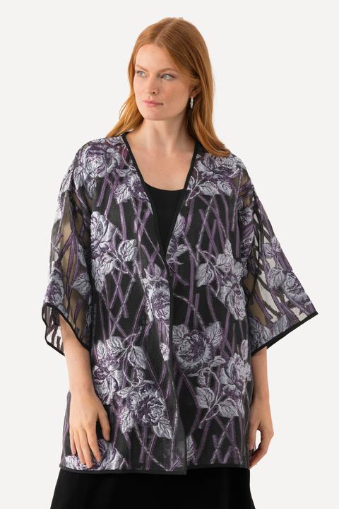 Produktbild Ulla Popken Blusenjacke, florales Design, V-Ausschnitt, 3/4-Arm (50, 52)