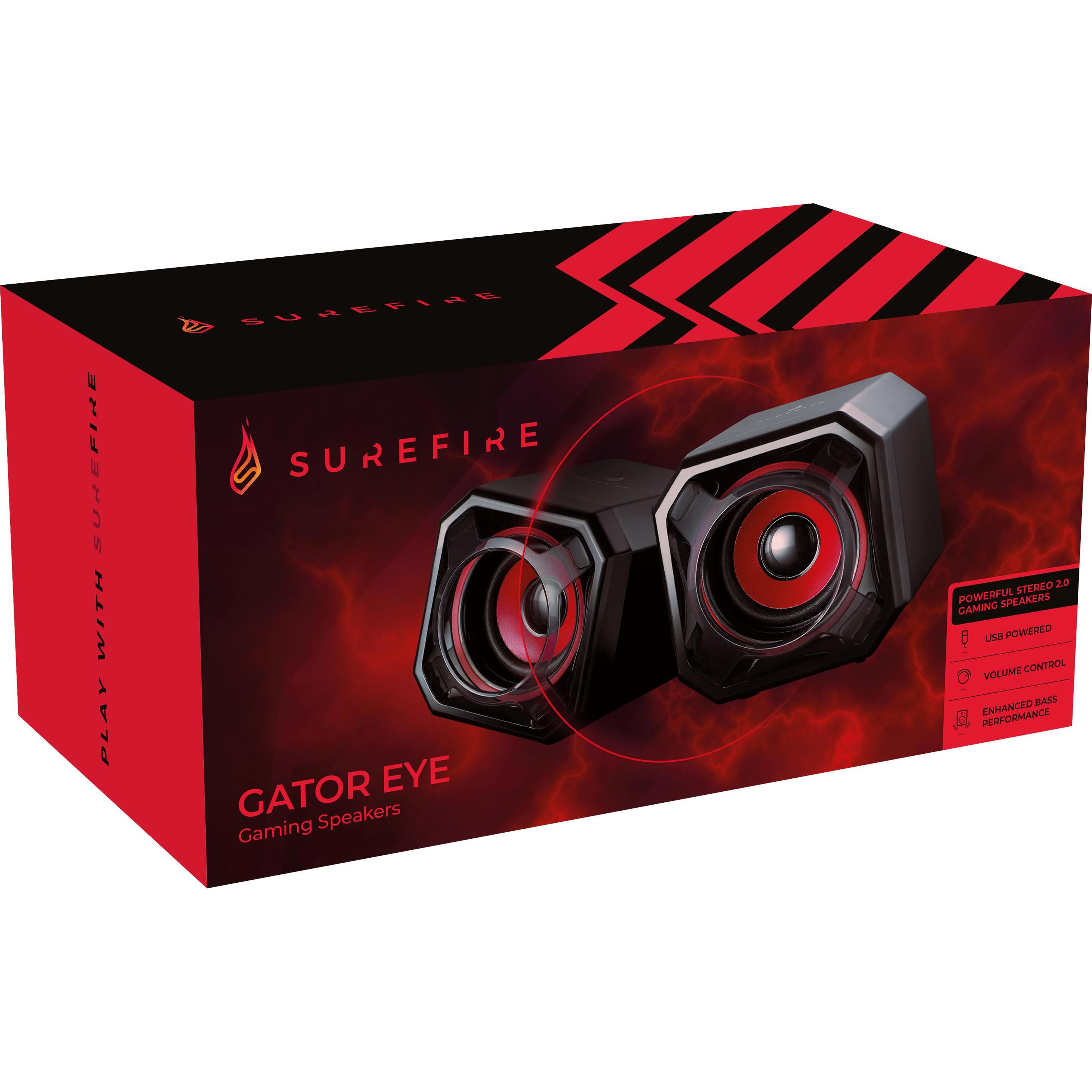 Thumbnail - SureFire Gaming Speakers 48820 Gator Eye Red, PC Lautsprecher, Schwarz, Rot