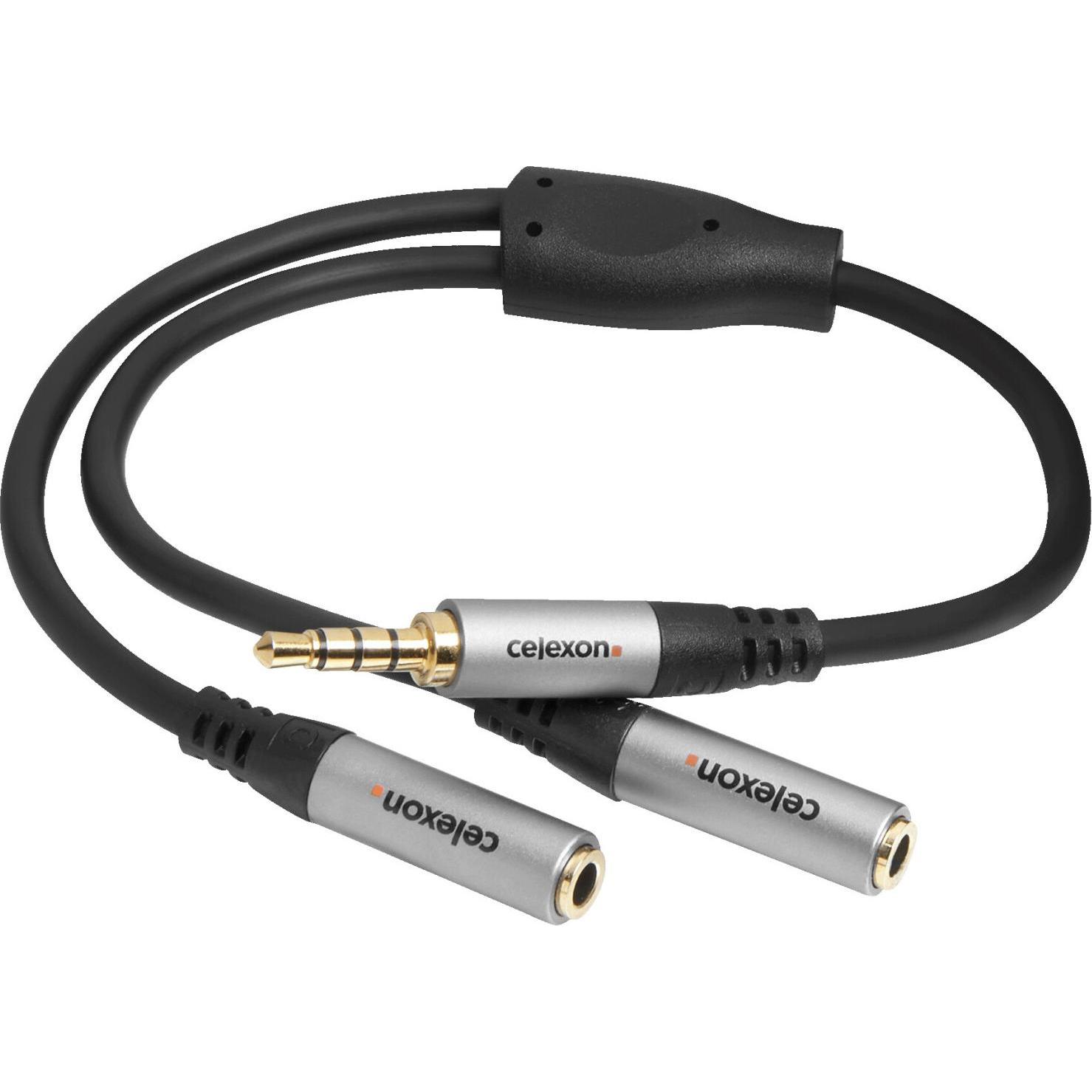 Celexon 3,5mm Stereo Klinke auf 2x 3,5mm Stereo Klinke M/F Audioadapter 0,25m - Professional Line (0.25 m), Audio Kabel