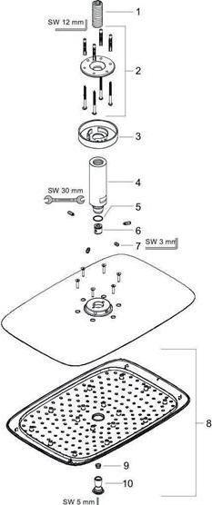 Immagine prodotto hansgrohe Soffione HG PURA VIDA 400 AIR 1jet 400mm DN 15 attacco a soffitto 100mm cromo (1 Tipi di raggi, 21 l/min)