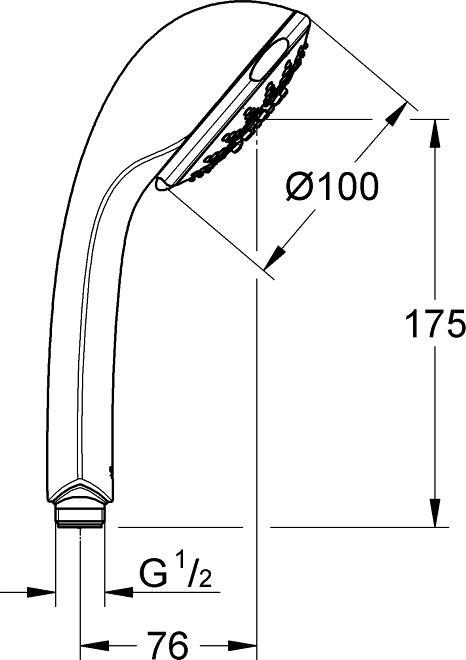 Actual product image Grohe Hand shower Relexa 100 five 28796000 10 cm chrome (5 Beam types, 21 l/min)