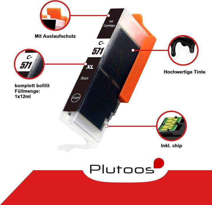 Actual product image Plutoos Canon CLI-571BKXL Cartridge XXL compatible, Photoblack (PBK)