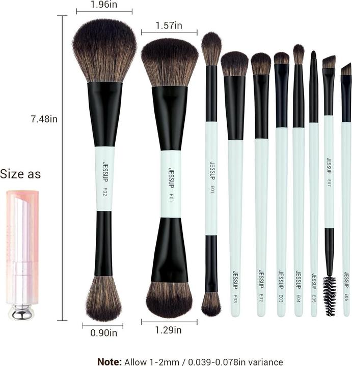 Actual product image Jessup Makeup Brushes Set Double Ended for Foundation (Set)