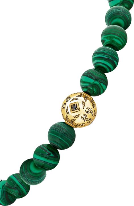 Immagine prodotto Thomas Sabo Bracciale di perline con pietre verdi placcate in oro (16 cm, Argento 925, Doratura in oro giallo 750)