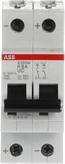 Produktbild ABB LS S202M-K8UC SicherungsautomatÂ K-Char., 10kA, 8A, 2P