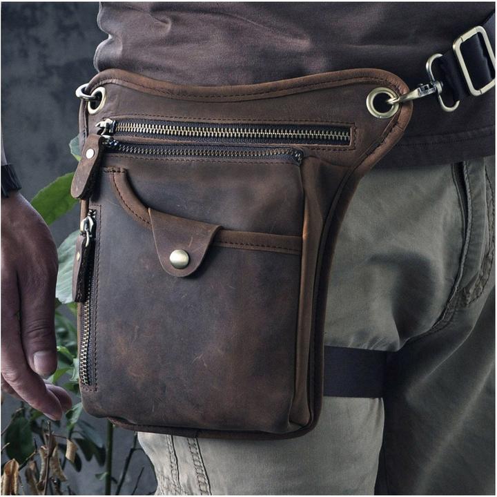 Produktbild Only-Bags.Store Echtes Leder Tasche Bein Tasche äusseren Bein Tasche Reise Hüfte Tasche Wandern Klettern
