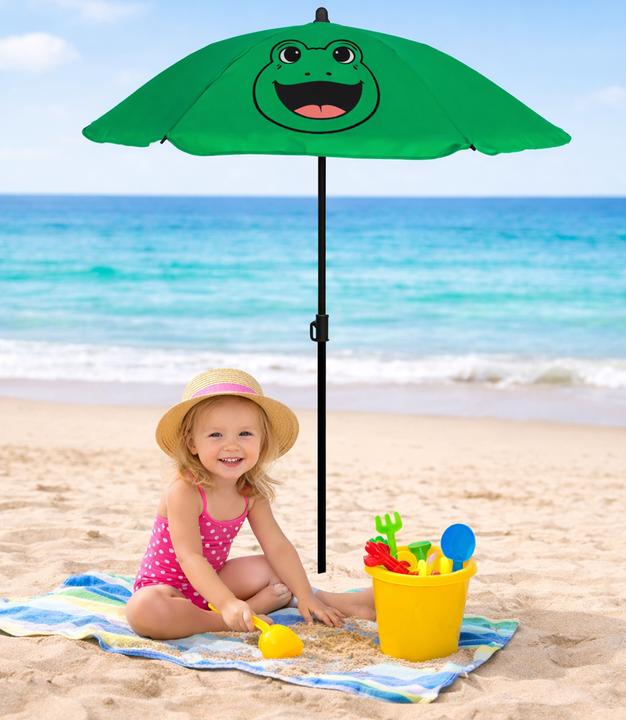 Actual product image Mojawo Kinder Sonnenschirm Sonnenschutz Gartenschirm Ø110xH130 cm Frosch