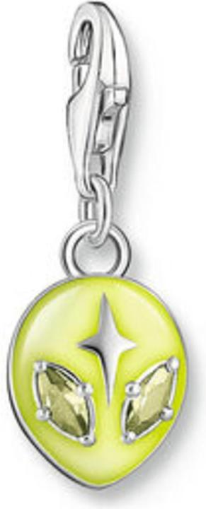 Thomas Sabo Charm-Anhänger Alienkopf mit gelber Kaltemaille und Steinen Silber (925er Silber, Emaille)