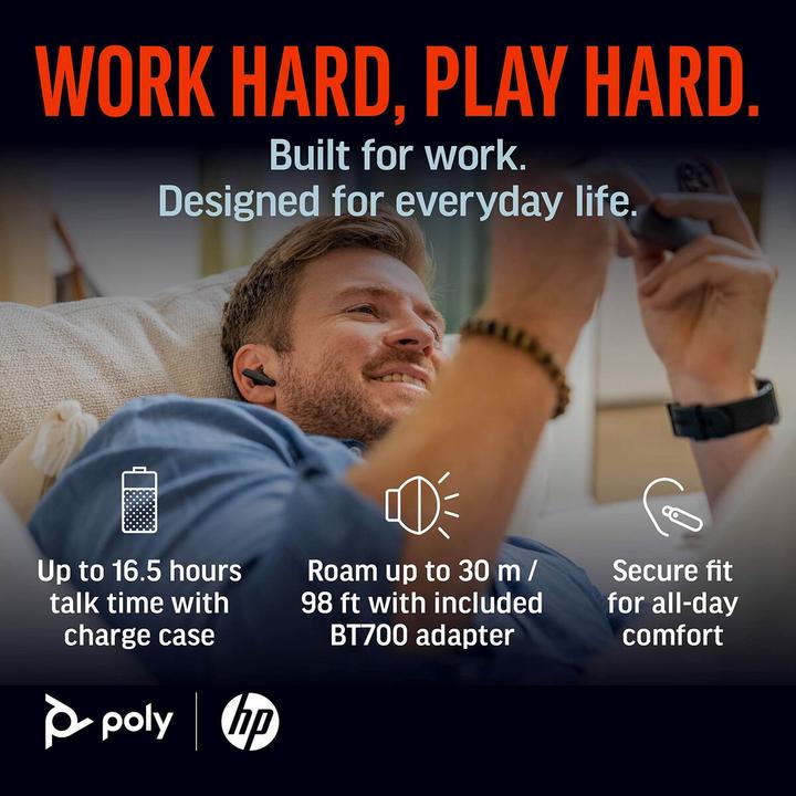 Actual product image Poly Voyager Free 60+ UC M Carbon Black (Wireless, USB-A, Microsoft teams)