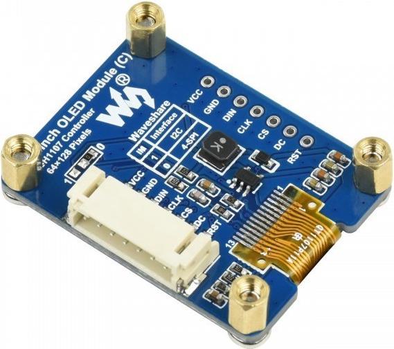 Actual product image WaveShare OLED Display 64x128 1.3inch white I2C SPI