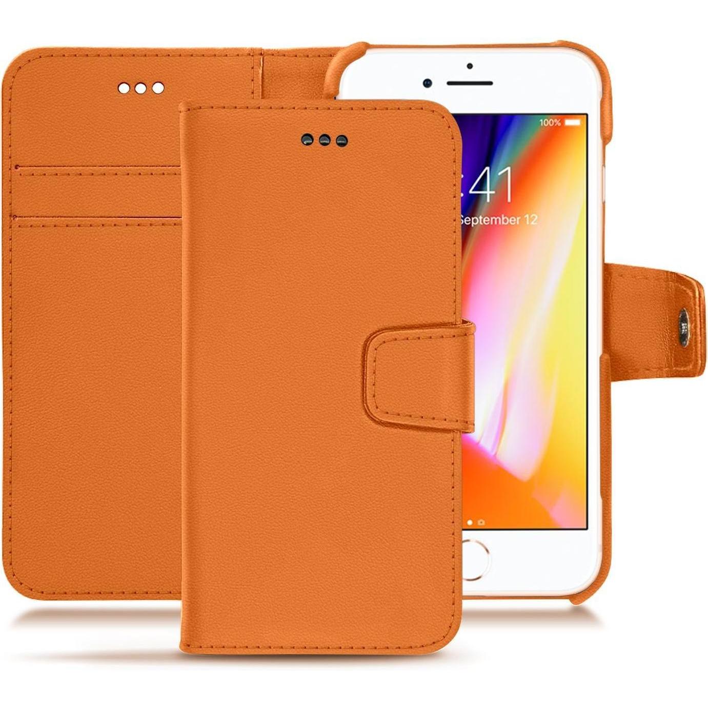 Noreve Lederschutzhülle Wallet (Apple iPhone 8), Smartphone Hülle, Orange