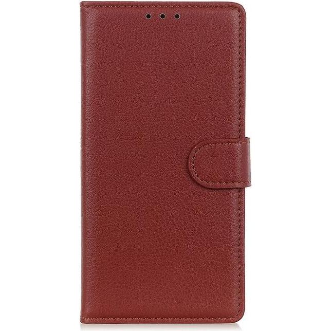 MU Classic Litchi Leder Bookcover Series (Apple iPhone 13), Smartphone Hülle, Braun