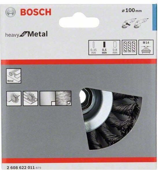 Actual product image Bosch Professional Zubehör PRO Metal heavy tapered brush, 100 x 0.5 mm, thread (P12, P100)