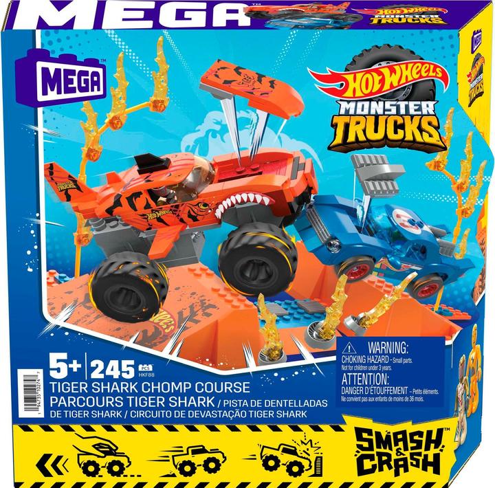 Produktbild Mega Construx Hot Wheels Monster Trucks Tiger Shark Crash Wettkampf