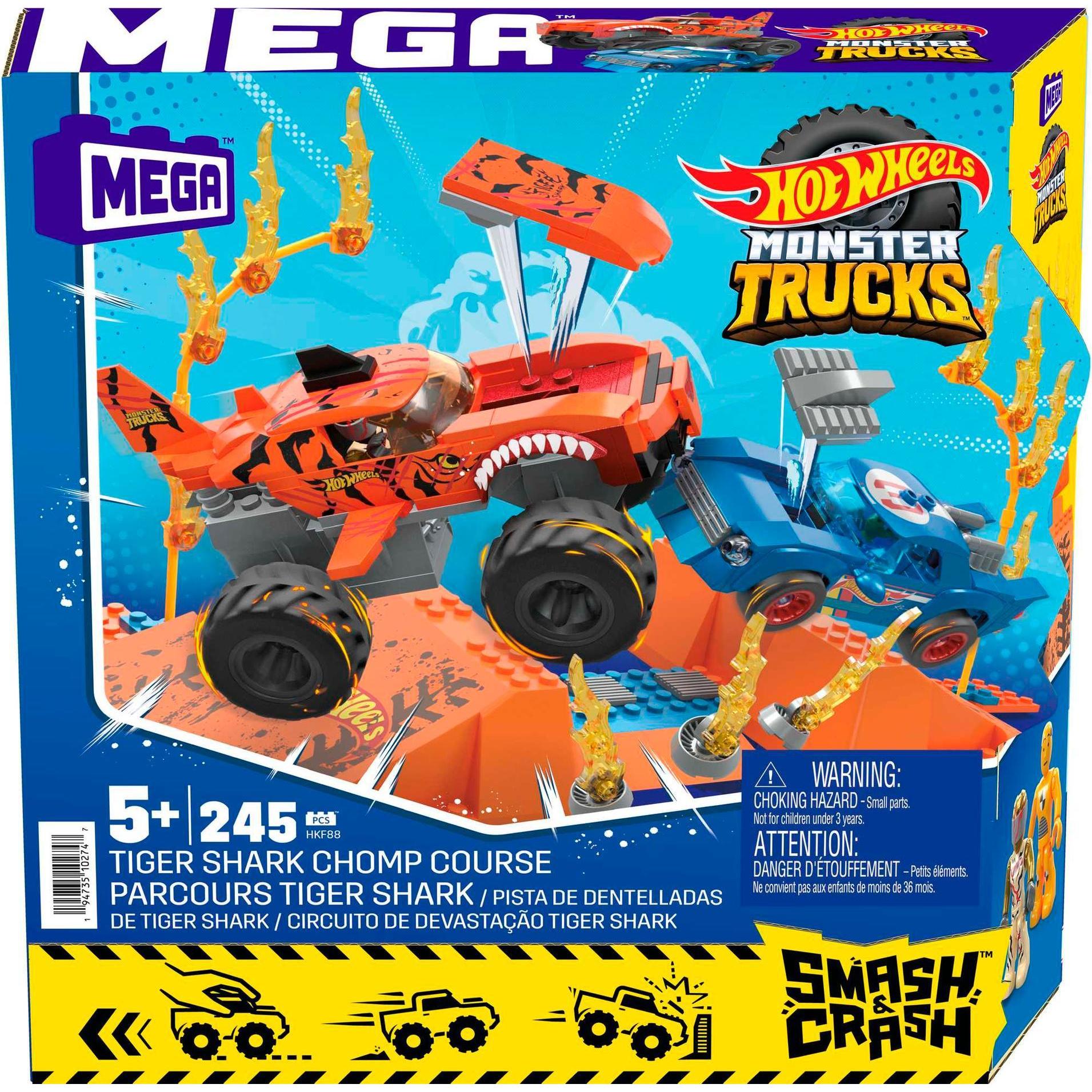 Mega Construx Hot Wheels Monster Trucks Tiger Shark Crash Wettkampf