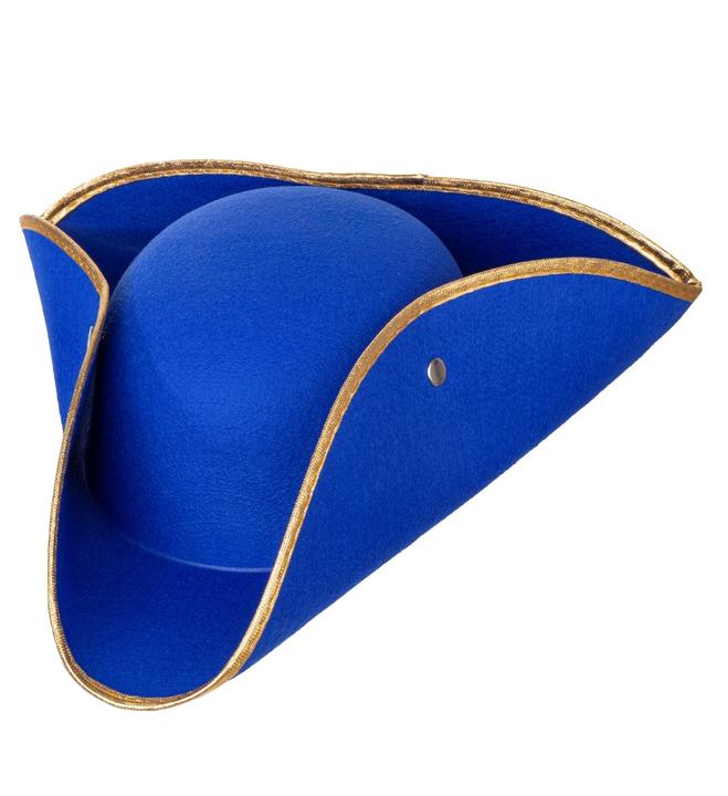 Widmann Tricorn blue tricorn hat with gold felt edge