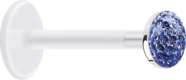 Produktbild Star Piercing Micro Labret transparent mit Kristallscheibe hellblau Epoxy Schutzschicht (925 Sterlingsilber, ohne Messing, Bioflex)