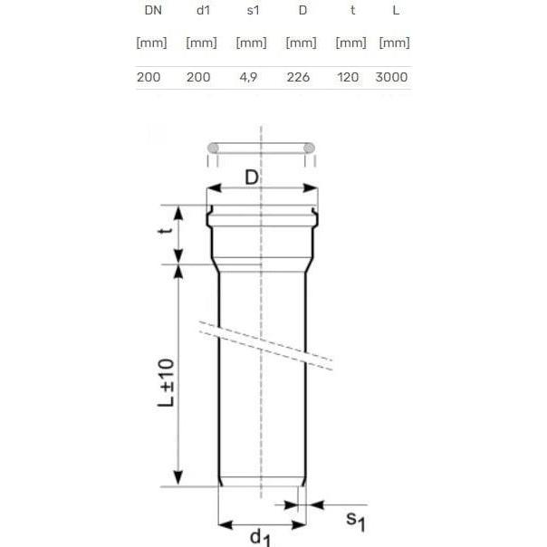 Thumbnail - Magnaplast, Wasserpumpe, PIPE EXTERNAL D200 3.0M 4.9MM