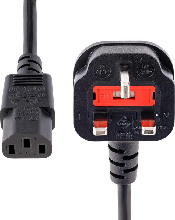 Actual product image StarTech Cold device plug power cable 3m - C13 to BS 1363 mains connection cable (3 m, BS 1363)