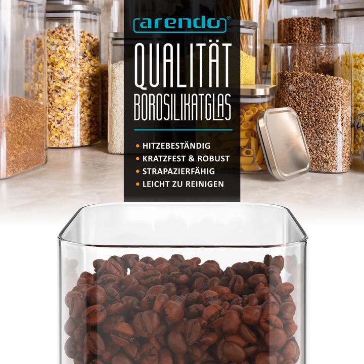 Produktbild Arendo Glasbehälter Set 2er 2×0,8 L Borosilikatglas, Edelstahldeckel mit Silikonring, mikrowellengeeignet (0.77 l)