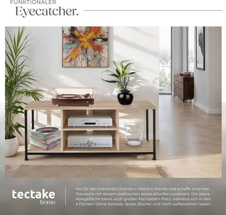Actual product image tectake TV Cabinet Lowboard | 4 compartments & adjustable shelf