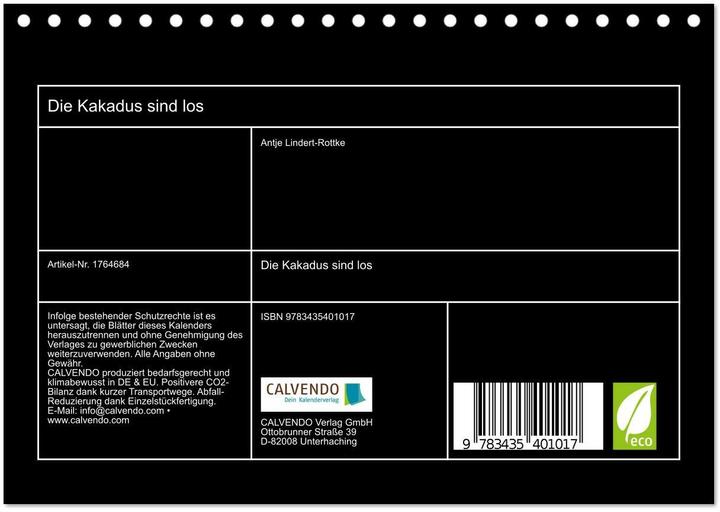 Image du produit Die Kakadus sind los (Tischkalender 2025 DIN A5 quer), Monatskalender (A5)