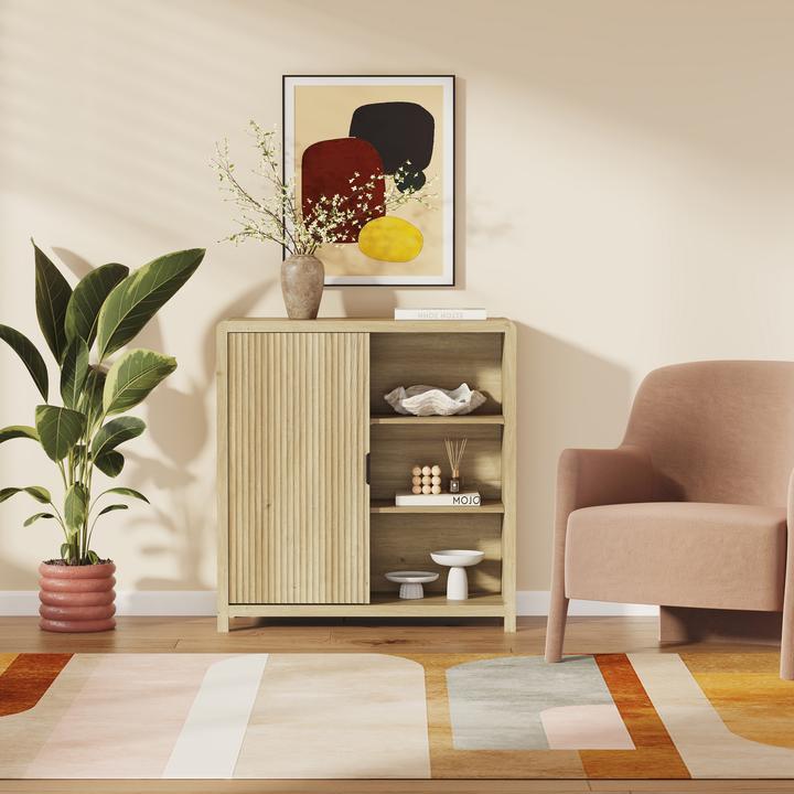 Image du produit En.Casa Kommode Lukkodso 82x75x30 cm Eicheoptik, mittelhell (75 x 30 x 82 cm)