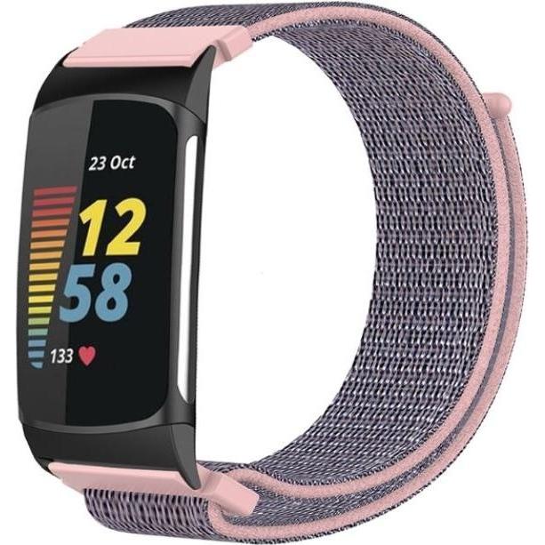 Strap-it Nylonarmband (Nylon, Fitbit Charge 5), Uhrenarmband, Rosa