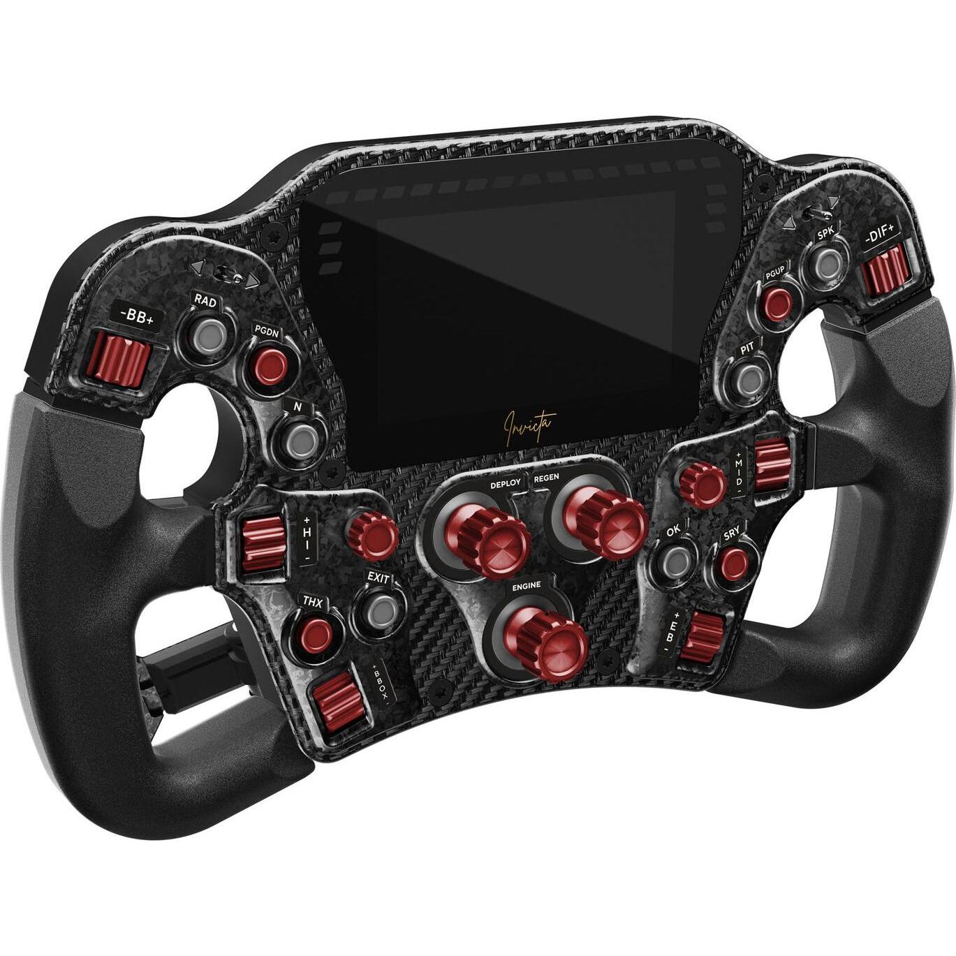 Asetek SimSports Invicta Formula Lenkrad, 4,3-Zoll-LCD, USB-C - Red on Black Edition, Gaming Controller, Rot