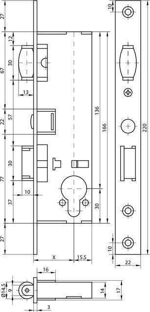 MSL Rollfallenschloss 1930 mit Falle und PRIM-Zylinder (Einsteckschloss)