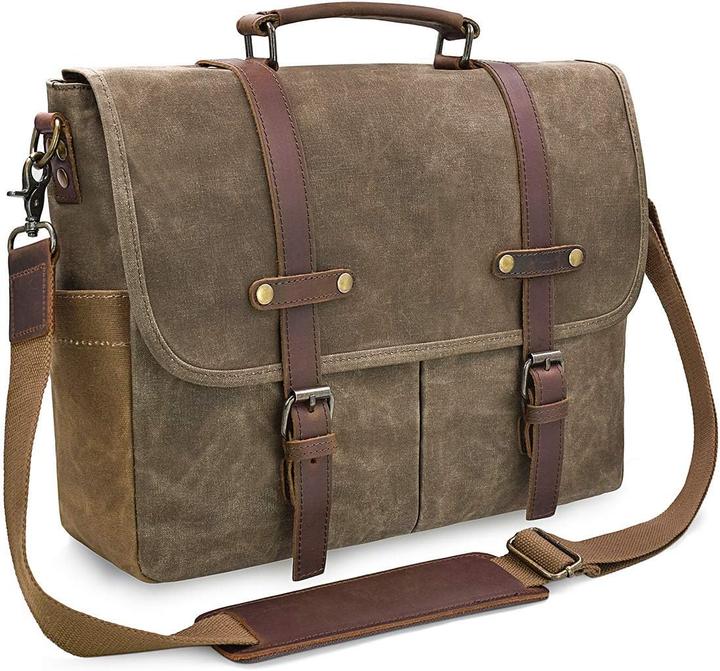 Only-Bags.Store Herren Umhängetaschen Aktentasche Laptoptasche Wasserdichtes Segeltuch Grosse Arbeitstasche