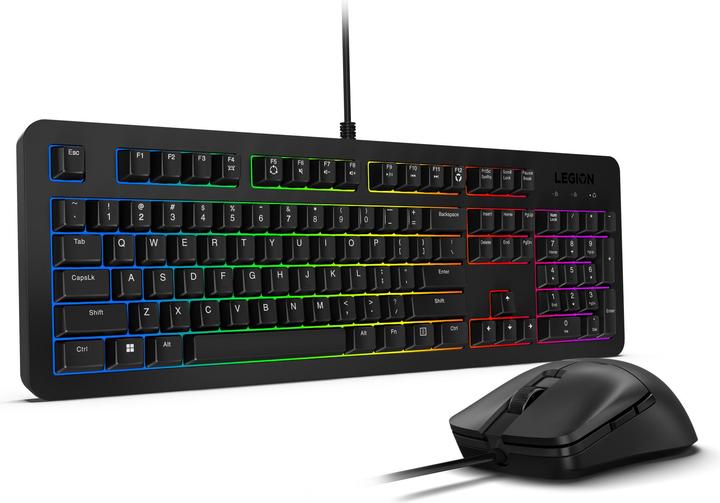 Lenovo Computertastatur Legion KM310 RGB | Gaming Tastatur und Maus Set | Verkabelt | US Englisch | Bla