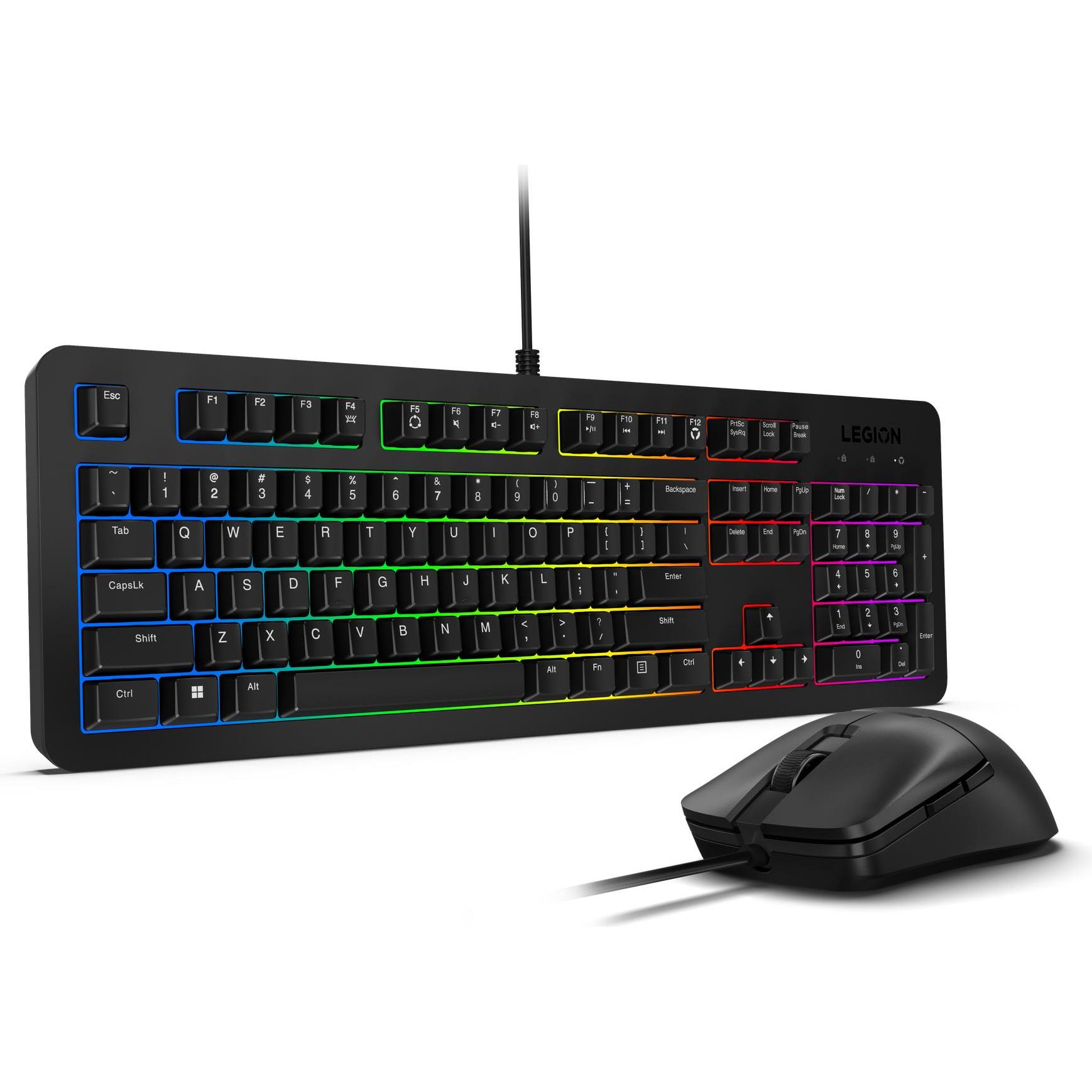 Lenovo Computertastatur Legion KM310 RGB Gaming Tastatur und Maus Set Verkabelt US Englisch Bla, Not