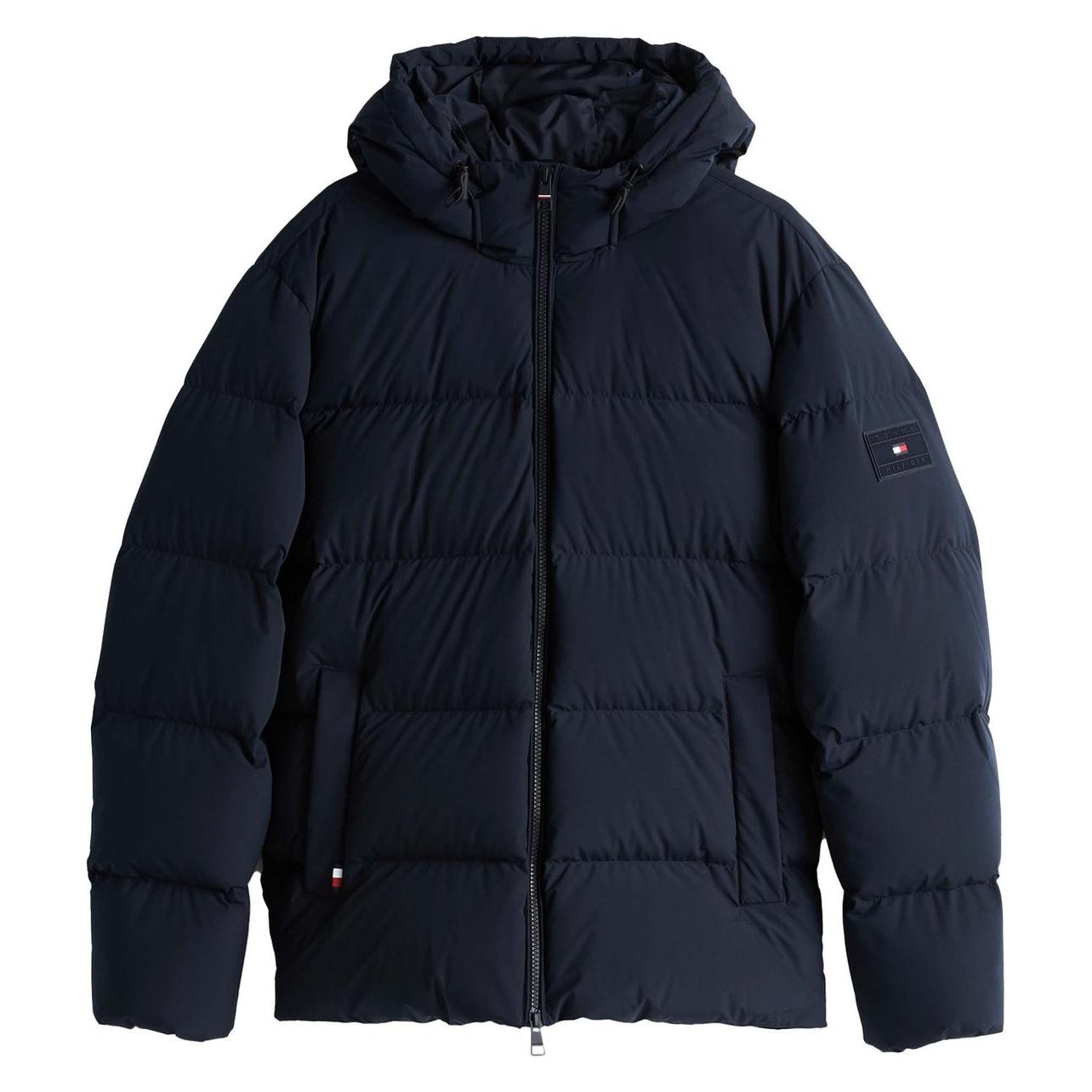 Tommy Hilfiger, Mannen, Winterjassen, Down Hooded Puffer Jacket, Blauw, (Xxl)