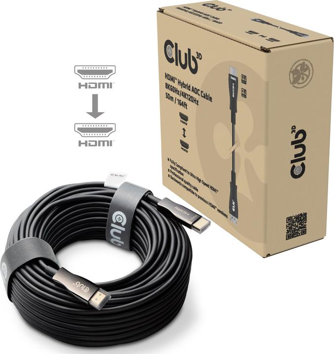 Actual product image Club 3D Club3D HDMI-Kabel A -> A 2.1 aktiv opt. 8K60Hz UHD 50 Meter retail (50 m)