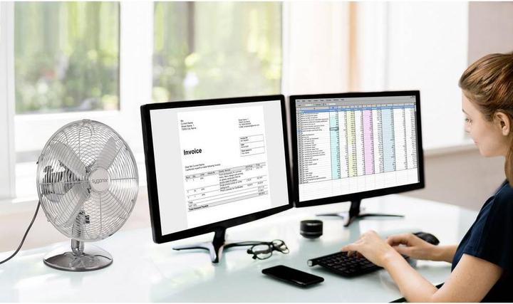 Actual product image Sygonix Tischventilator 35 W (Ø x H) 335 mm x 400 mm Chrom Oszillierend (58.30 dB)