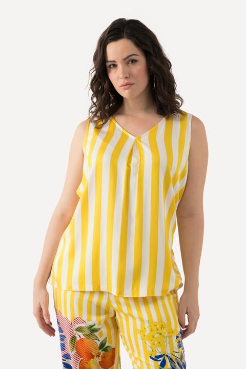 Actual product image Ulla Popken Sleeveless Striped Satin Top (54)